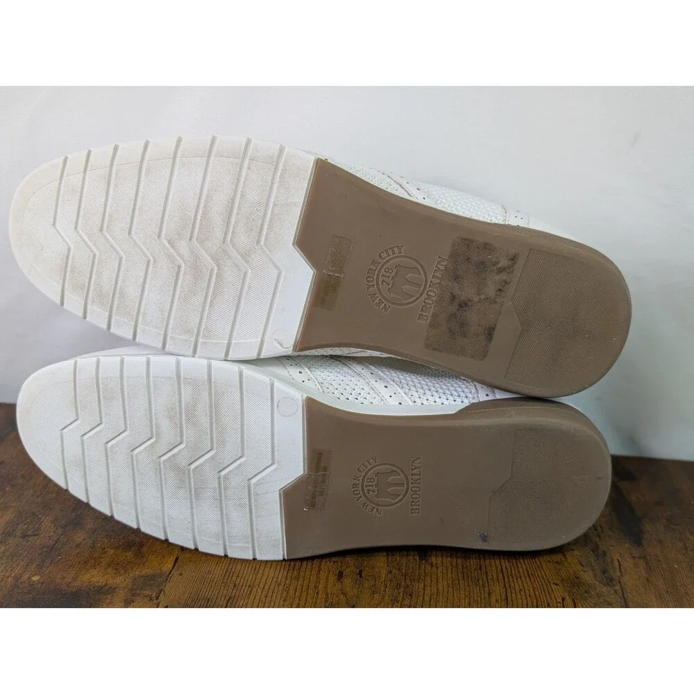 Brooklyn 718 Men's Slip On Mesh Loafers White Casual Comfort Shoes Size 11.5